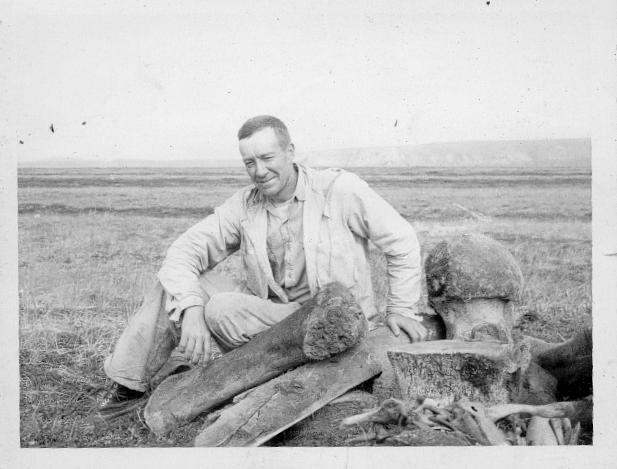 Dr. J. Louis Giddings with Mammoth bones