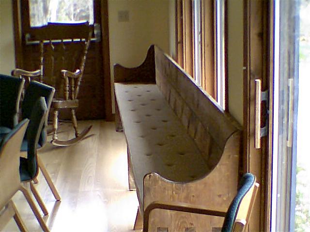 Historic bench in the Meeting House- 2009