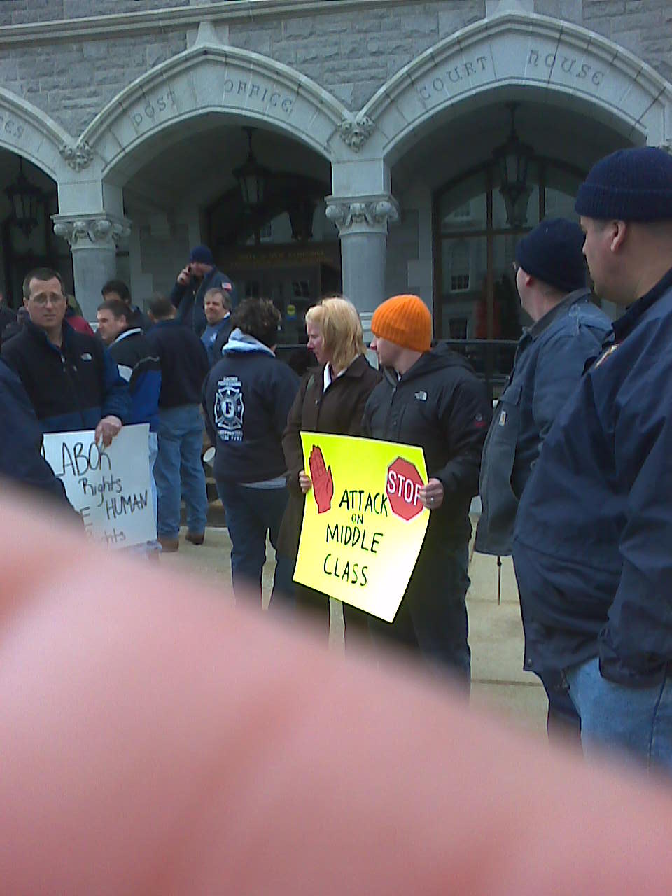 Demonstrators Outside Legislative Office Building Demonstrators Outside Legislative Office Building